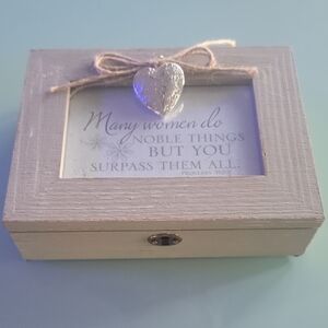 Decorative Wooden Box with Heart Accent